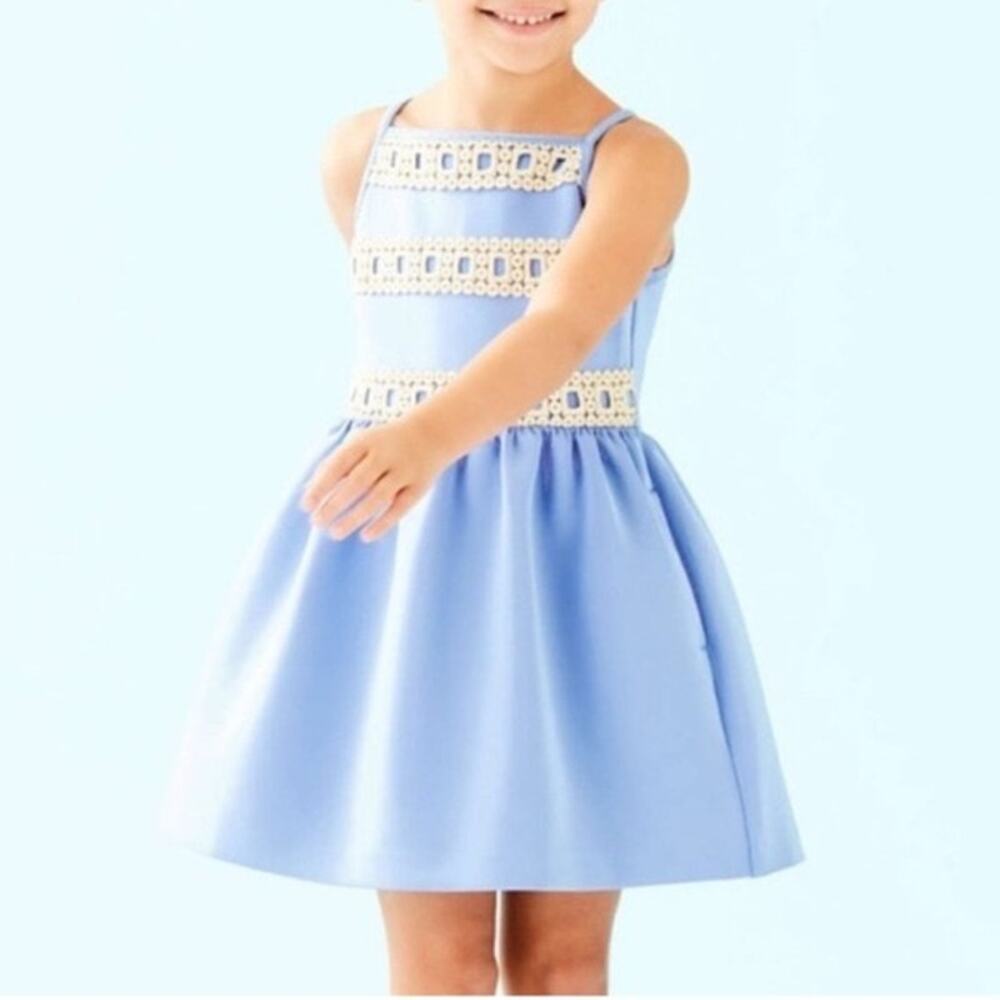 Lilly Pulitzer Girls Elize Dress in Periwinkle Blue - Size: Large 8-10 - Picture 8 of 9